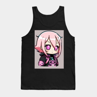 Cute Adorable Chibi Anime Kawaii Girl with Pastel Pink Colors Color Tank Top